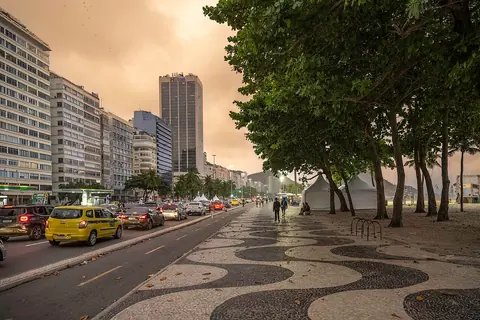 Calçadão de Copacabana ao entardecer